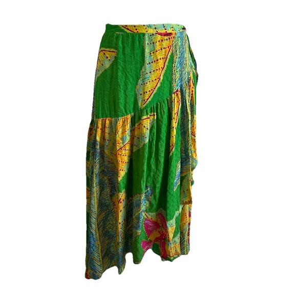 Women's Maxi Skirt Wrap Tropical Ruffles Fairy Boho Wedding Beach Hawaiian Med - Picture 2 of 9